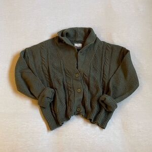 Dark Olive Chunky Grandpa Cardigan by Pilcro | Anthropologie